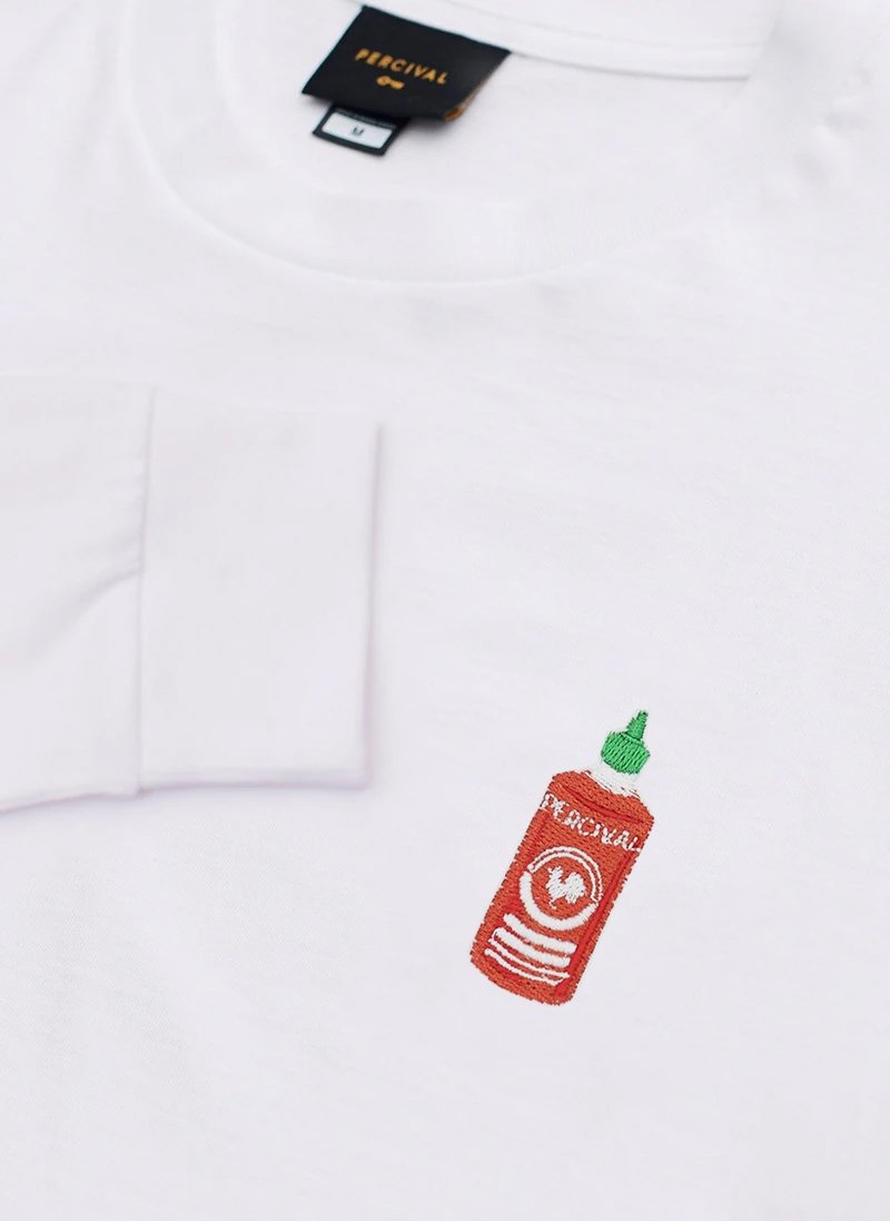 Long Sleeve T Shirt Hot Sauce White