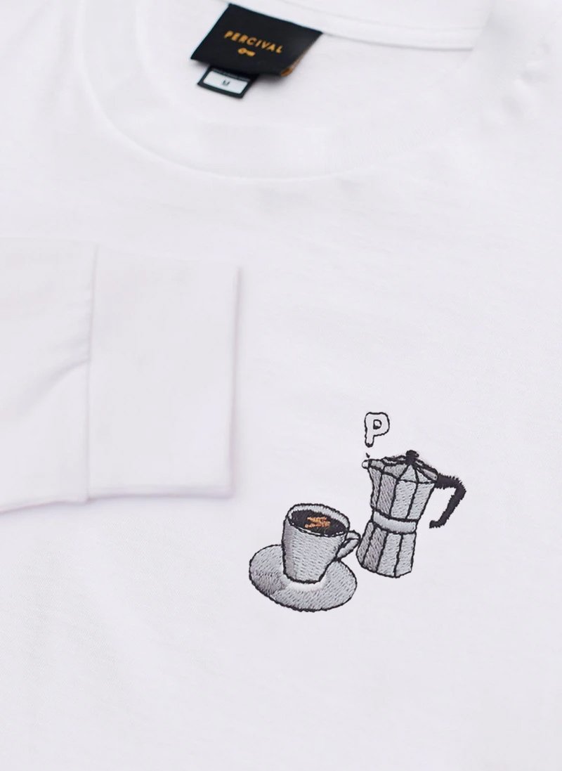 Long Sleeve T Shirt Allpress X Percival Moka Pot White