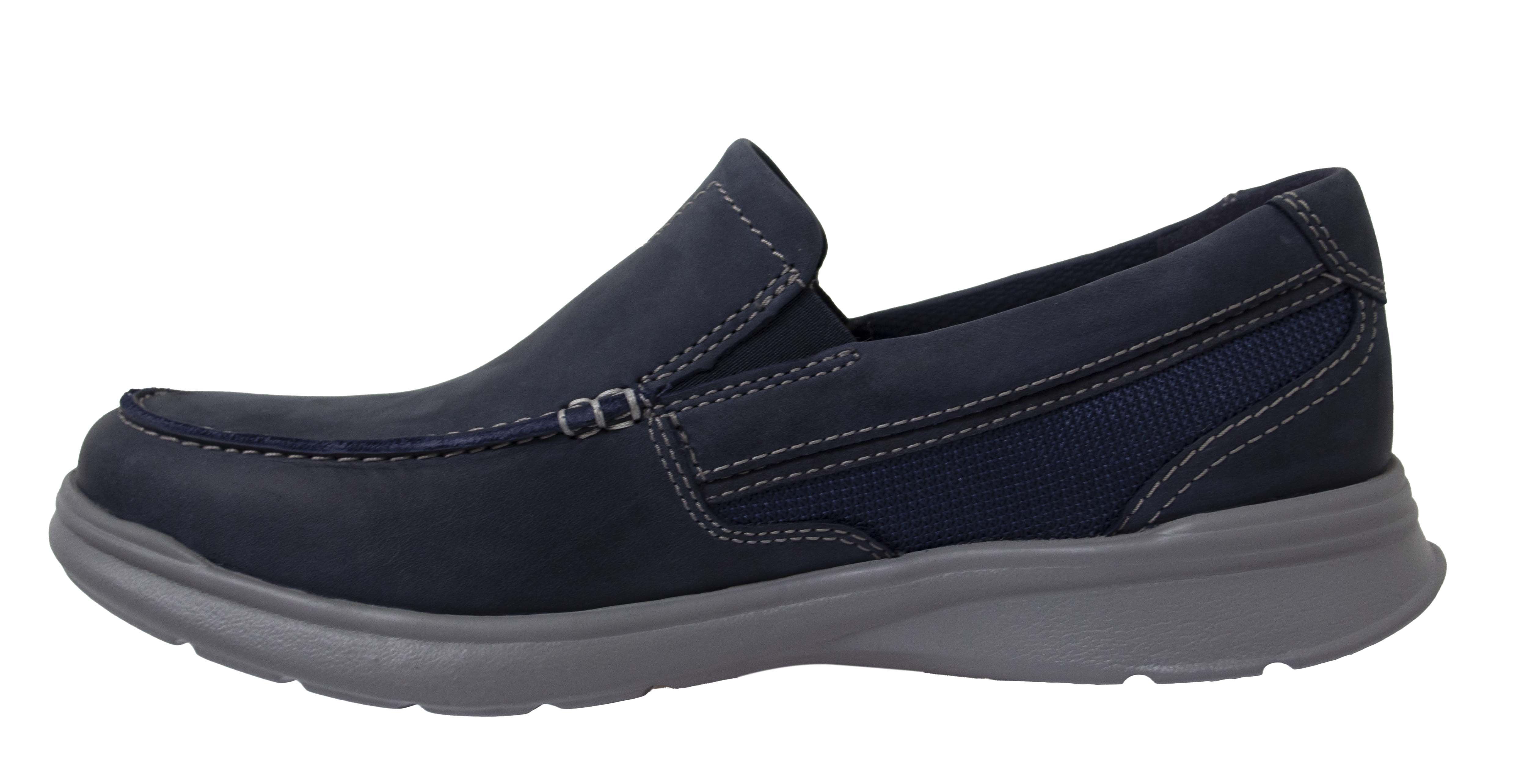 Clarks Cotrell Easy Navy Blue Leather Low Slip On Loafer Shoes - Mens ...