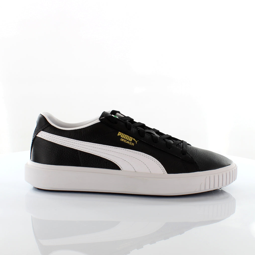 Puma Breaker Leather Low Top Mens Lace Up Trainers Black 366078 01 ...