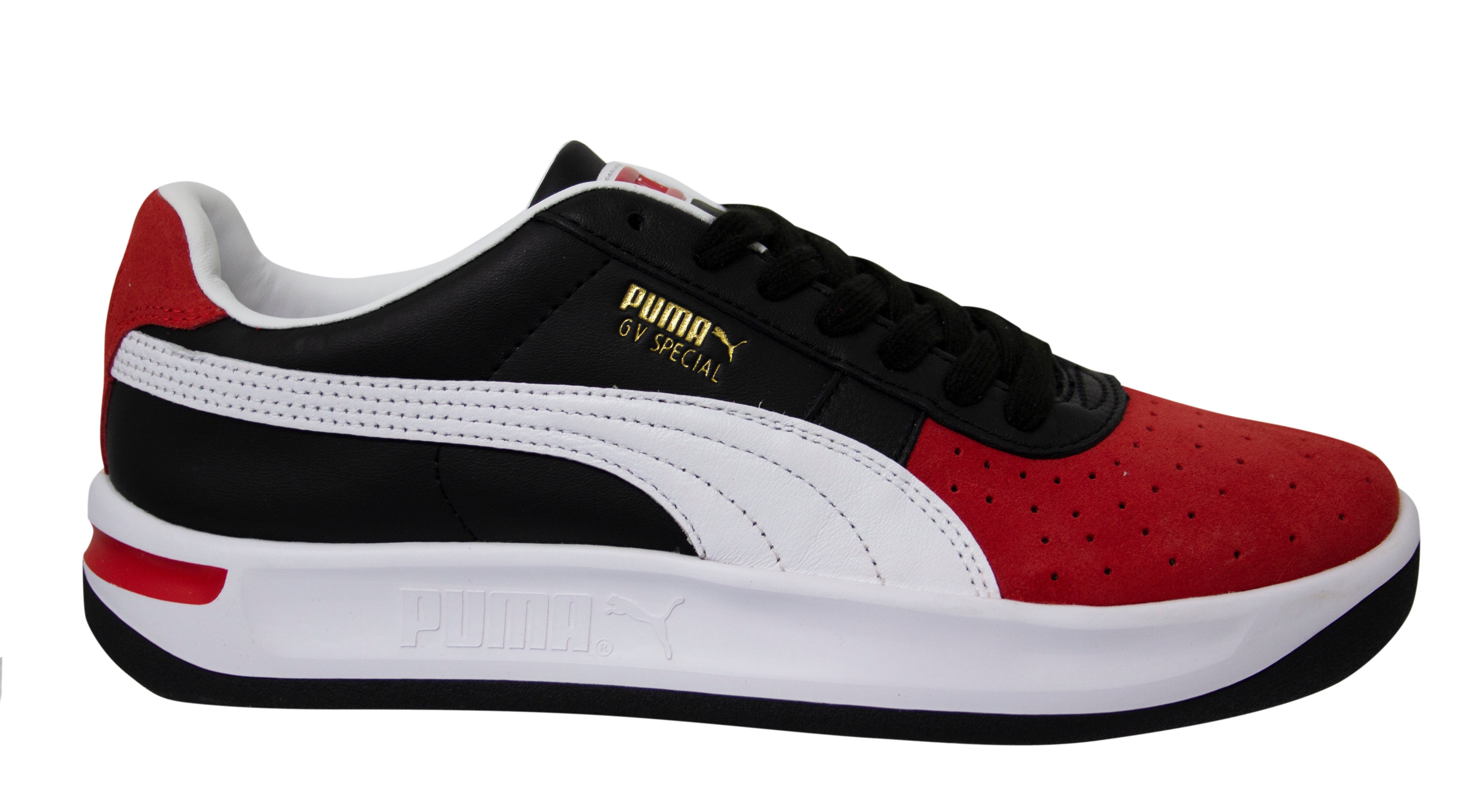Puma GV Special Kokono Black Red Low Leather Lace Up Mens Trainers 369 ...