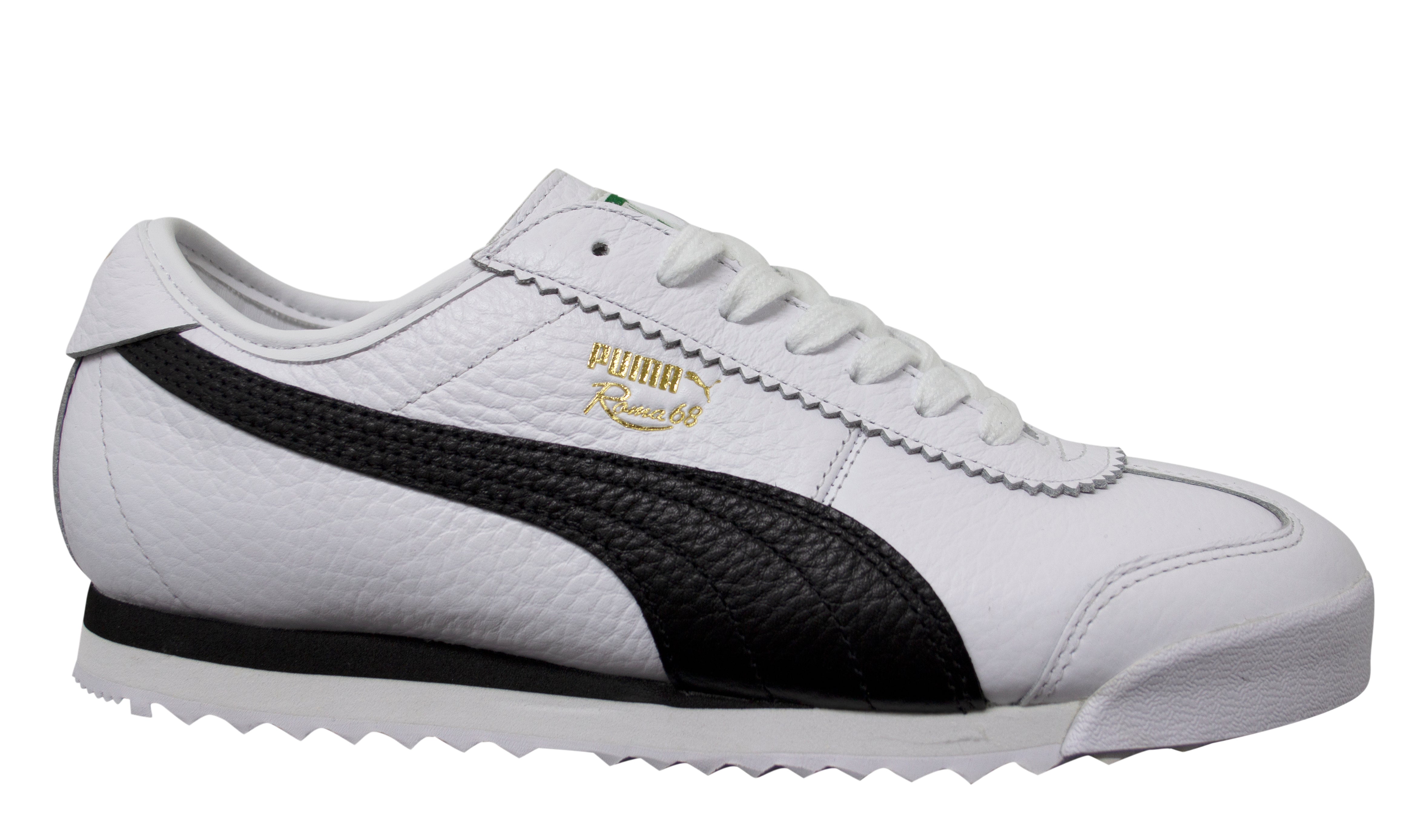 Puma Roma 68 Vintage White Black Leather Low Lace Up Mens Trainers 370 ...