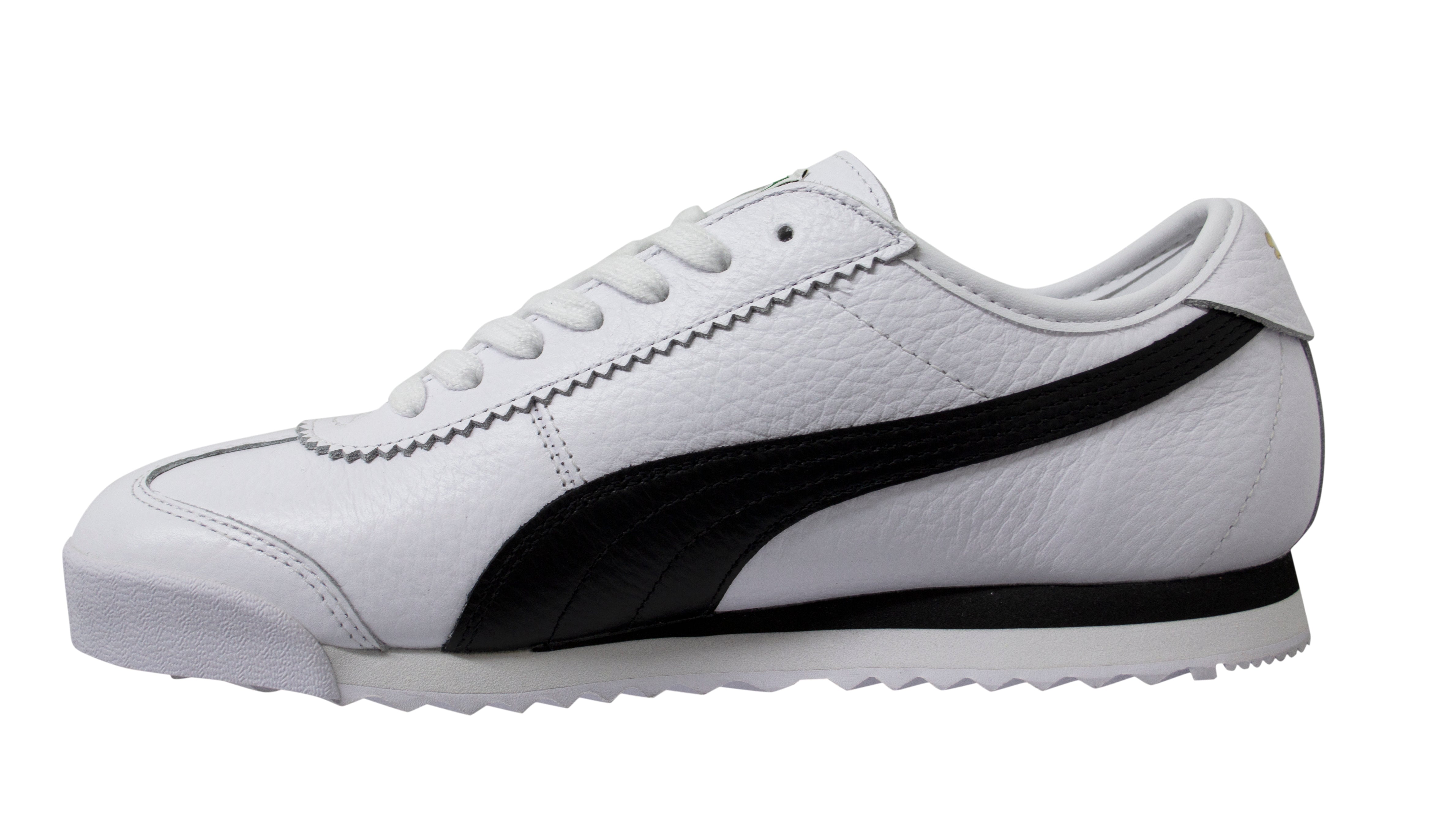 Puma Roma 68 Vintage White Black Leather Low Lace Up Mens Trainers 370 ...