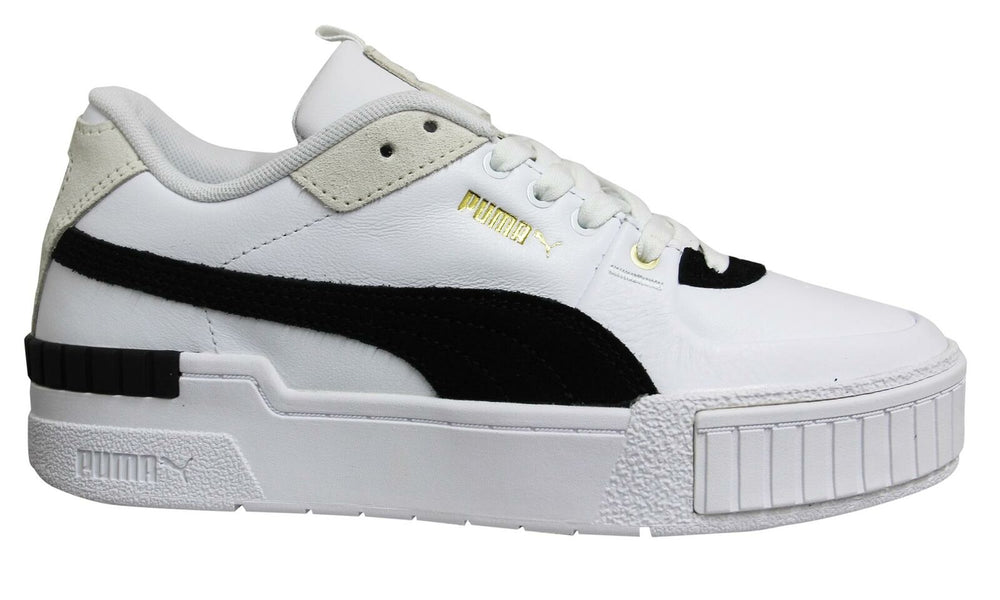Puma Cali Sport Heritage White Leather Low Lace Up Womens Trainers 373 ...