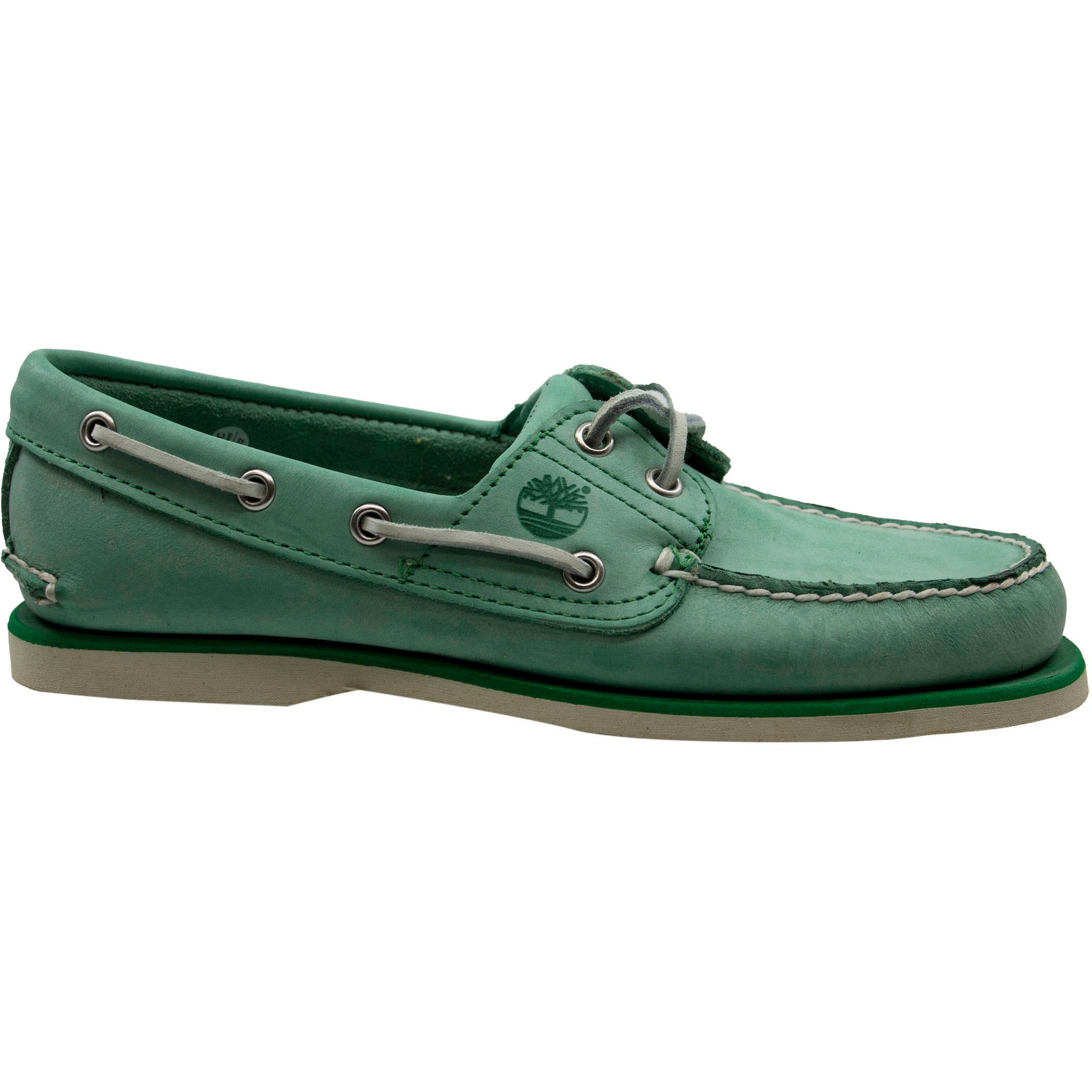 Timberland Classic 2 Eye Boat Green Leather Lace Up Mens Boat Shoes A1 ...