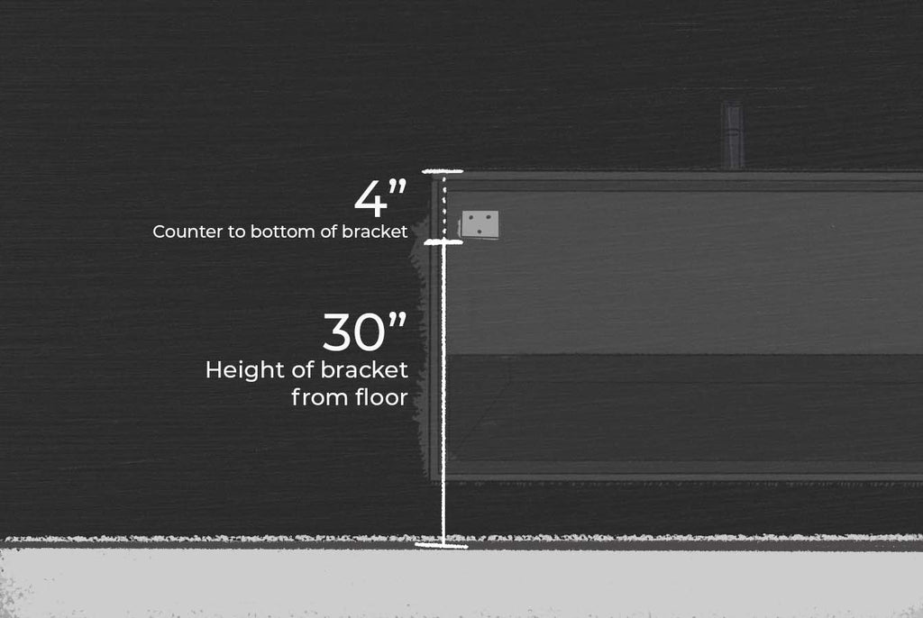 calculated height of bracket of veneto bath floating bathroom vanity 