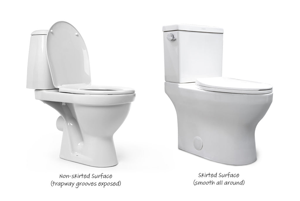Comparison between skirted and non skirted toilet