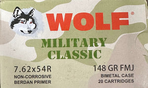 7.62x54R Wolf 148gr FMJ - 20 Rounds - Maine Arms & Outdoors