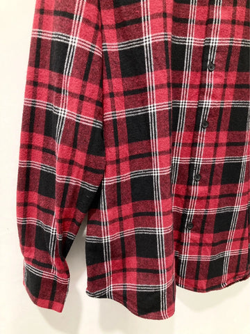 A great gift for him: Topman red & black plaid check long sleeve shirt with printed back size M