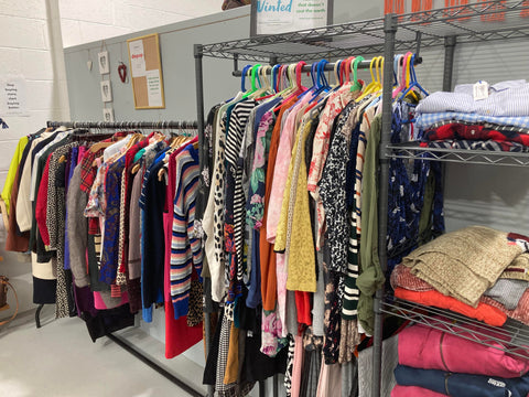Stand of women's preloved clothing 