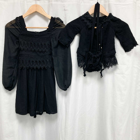 Black upcycled top and children's top