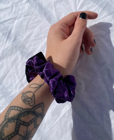 Upcycled purple scrunchie
