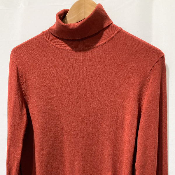 burnt orange polo neck jumper