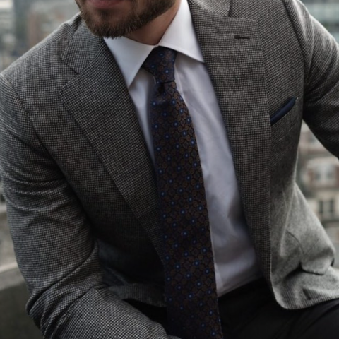 Best Grey: Dooley & Rostron Slim Fit Italian Wool Check Jacket