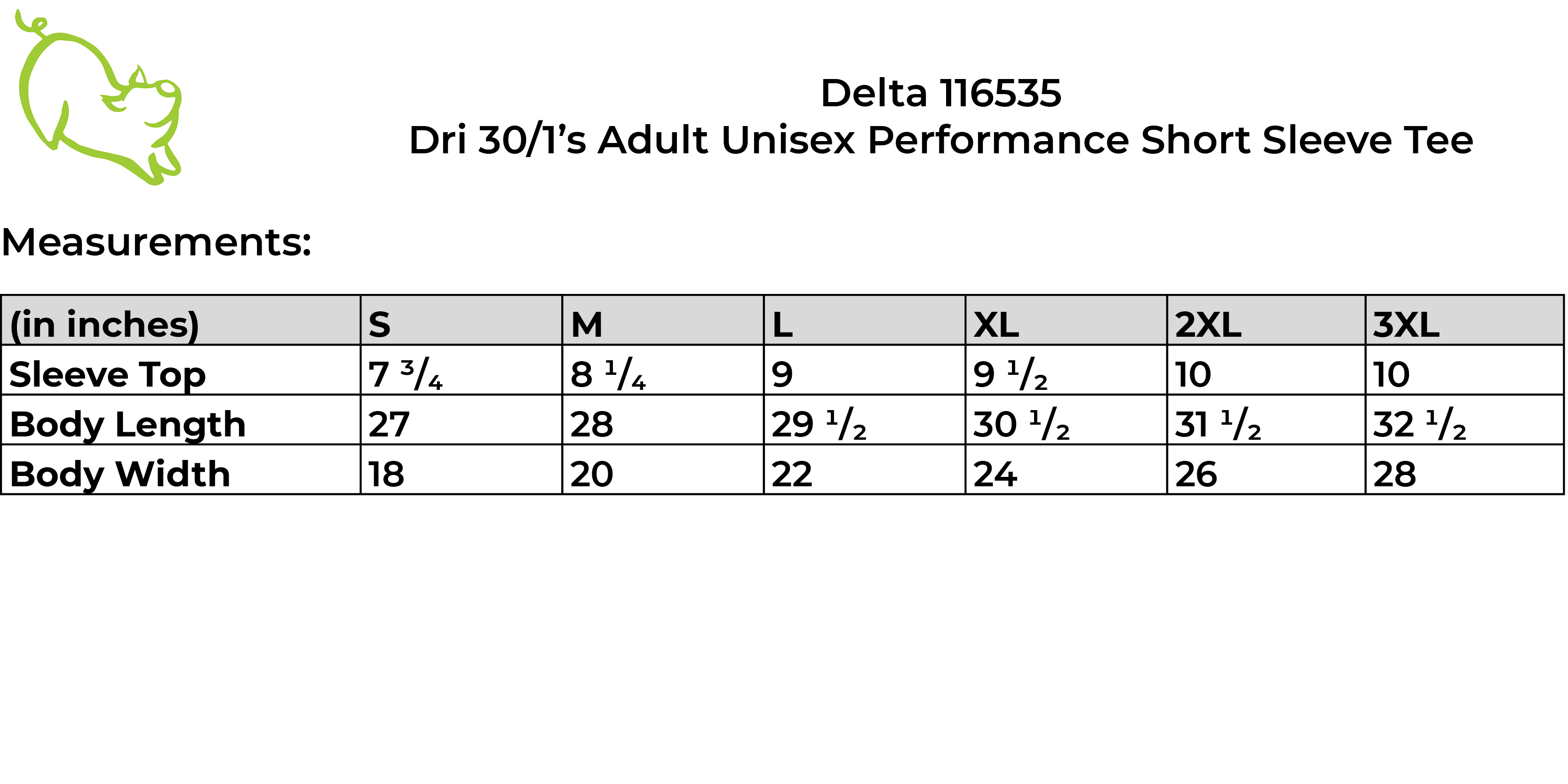 Delta 116535 size guide