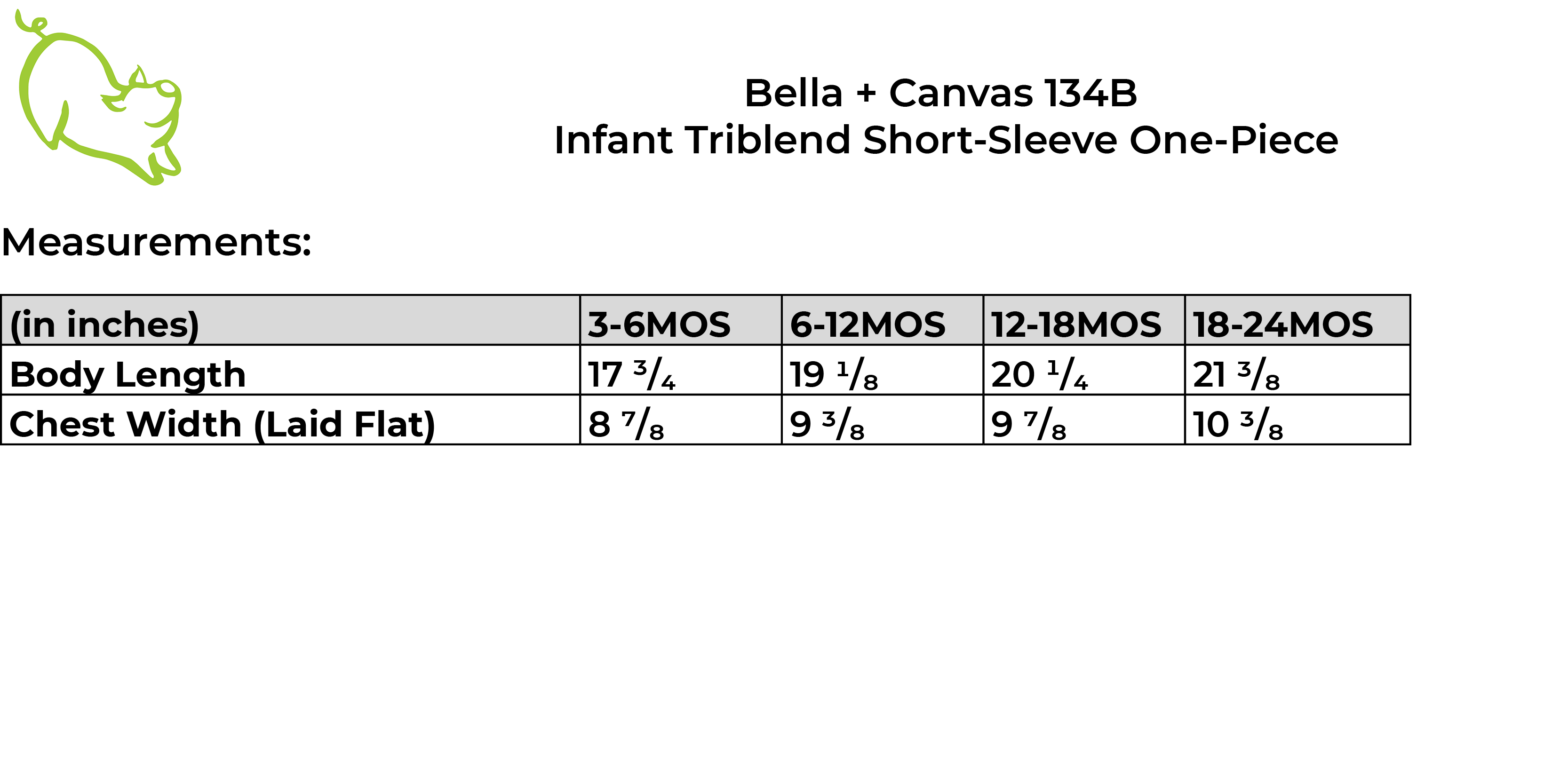 BC 134B size guide