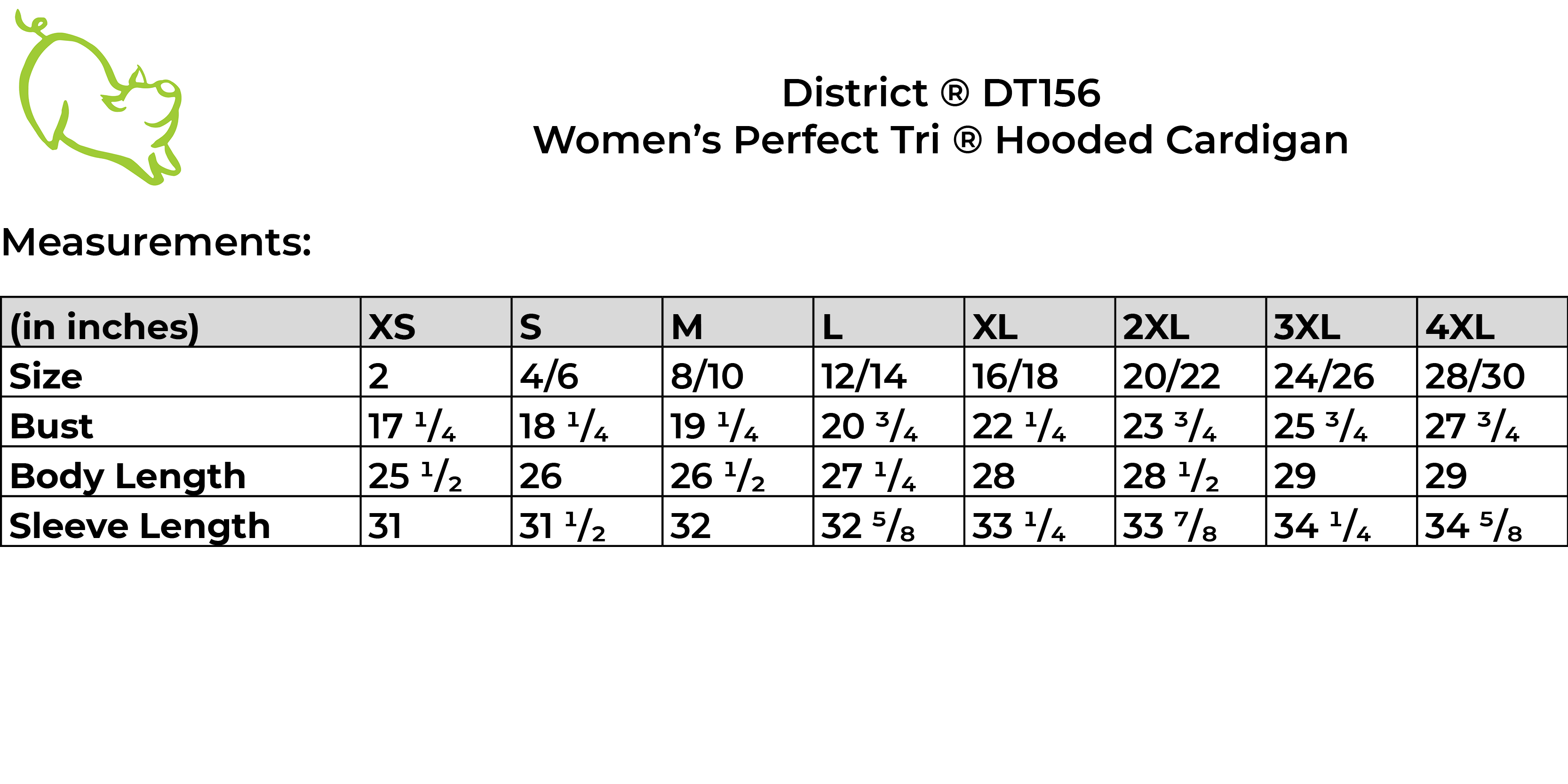 District DT156 size guide