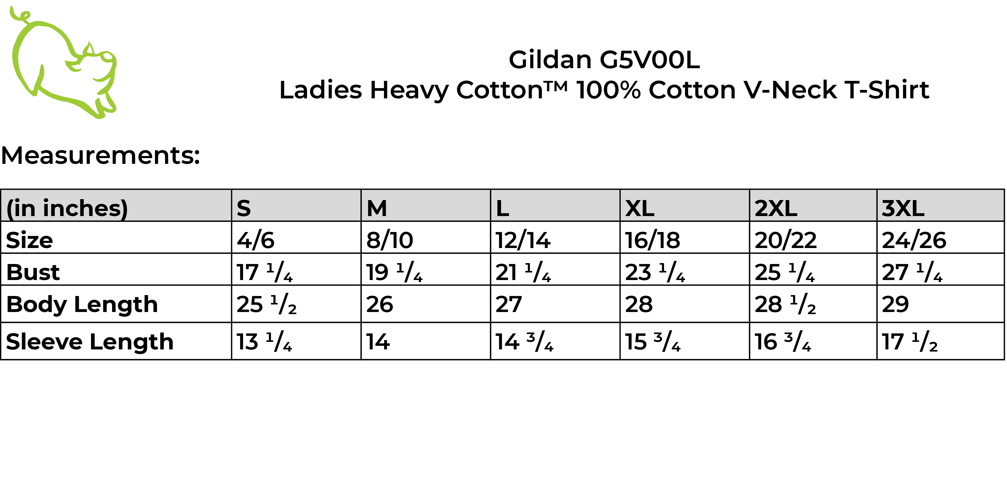 Gildan 5v00L size guide