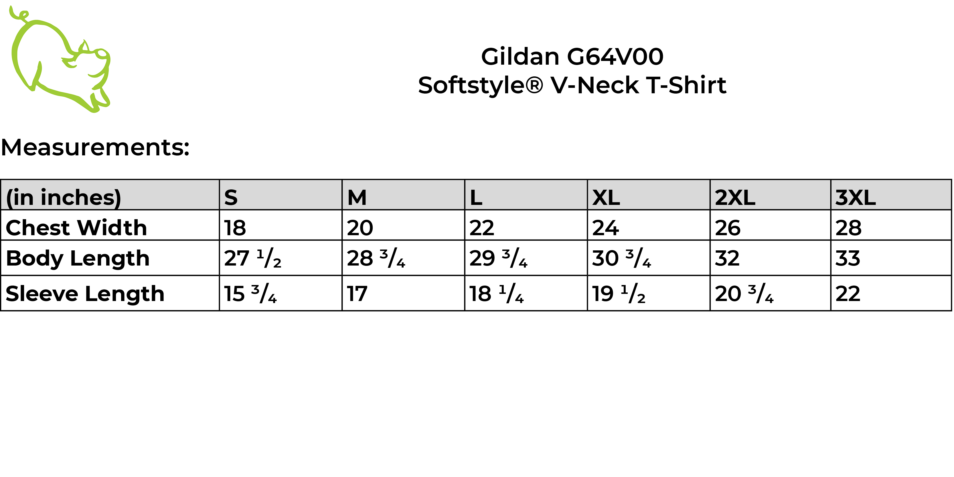 Gildan G64V00 size guide