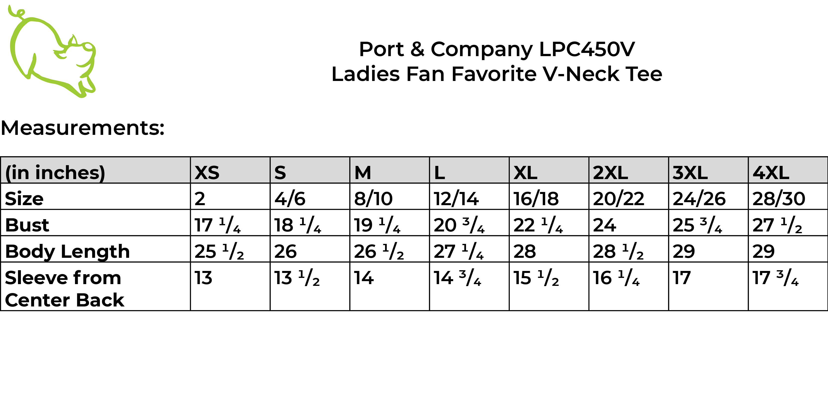 LPC450V size guide