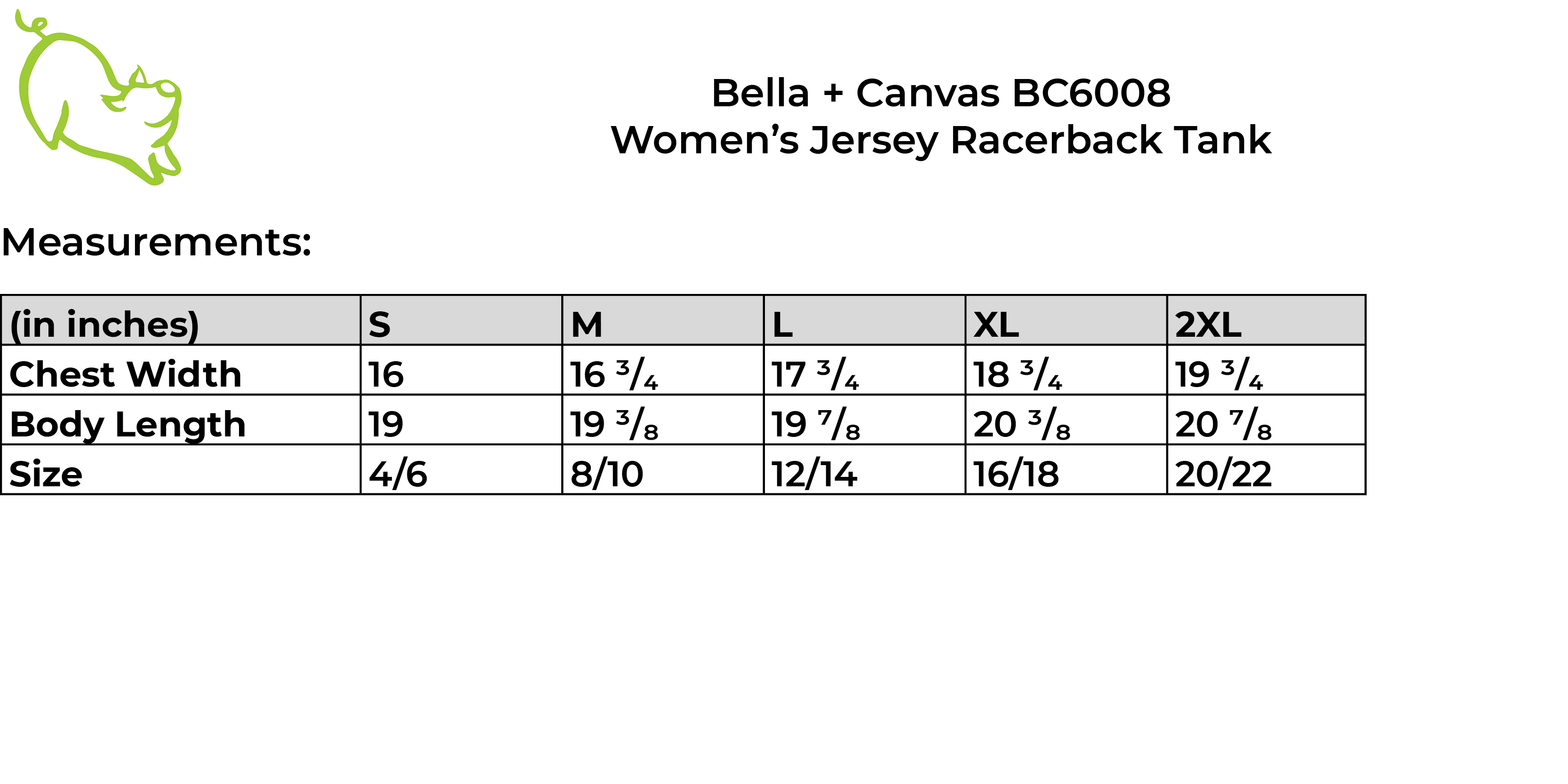 B+C 6008 Size Guide