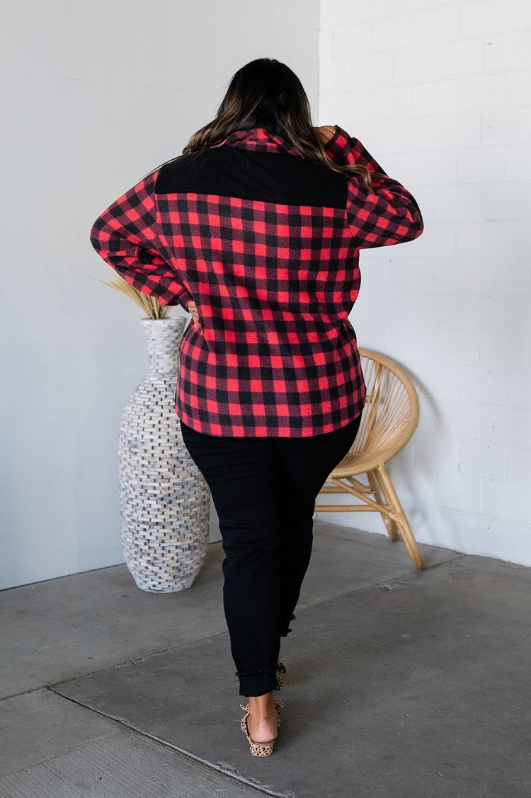 Shantal Plaid Shacket - Red