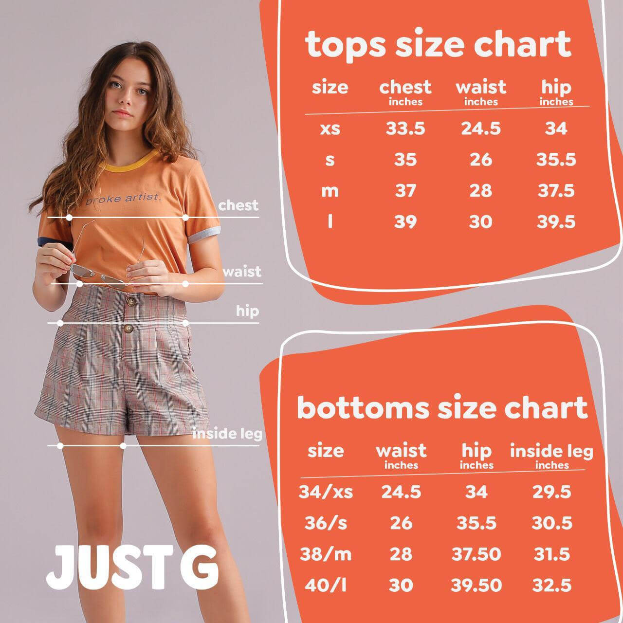 SIZE CHARTS – Just G
