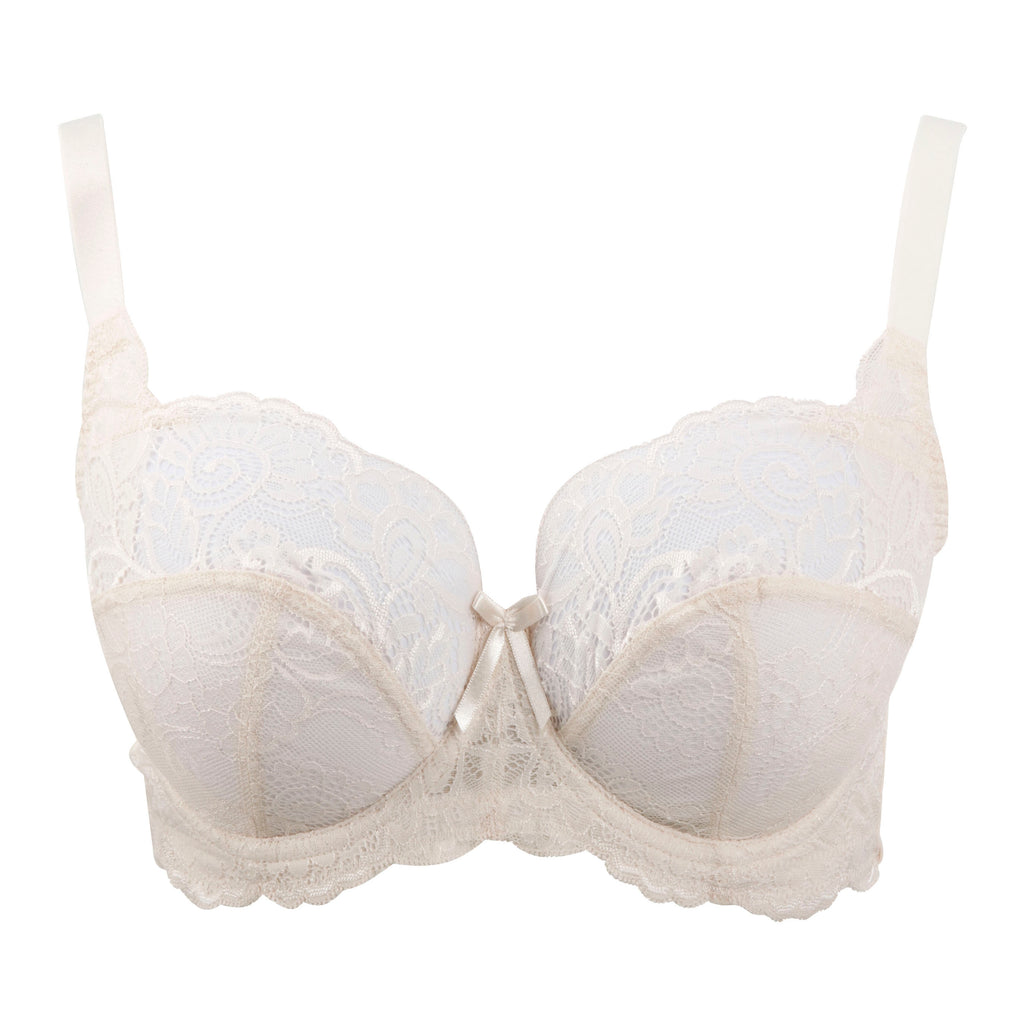 Ladies EX M&S WHITE Floral Embroidered Ligth See Through Wired Full Cup Bra  Size 36 to 42 D,G,F,DD 