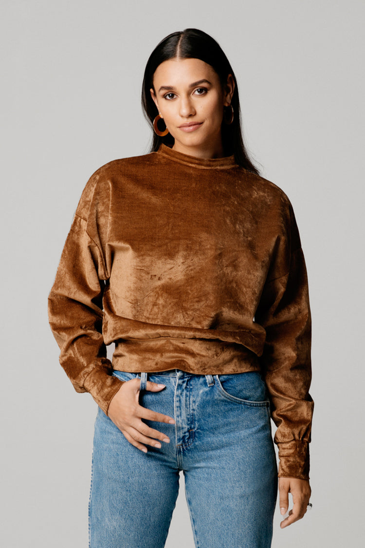 Herlipto Power Shoulder Velour Tops