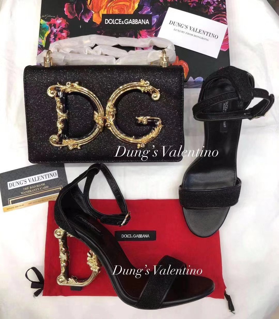 D&G DOLCE&GABBANA Fashion Trending Leather Women High Heels Shoes Women Sandals Heel 061856