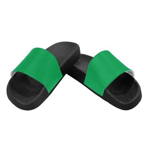 green slip on sandals