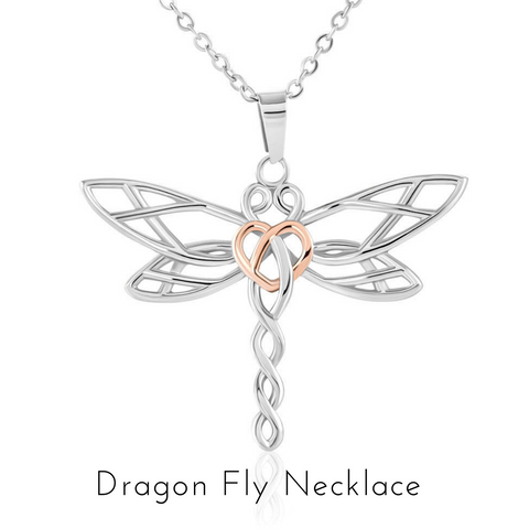 Dragon Fly Necklace for Granddaughter | Custom Heart Design