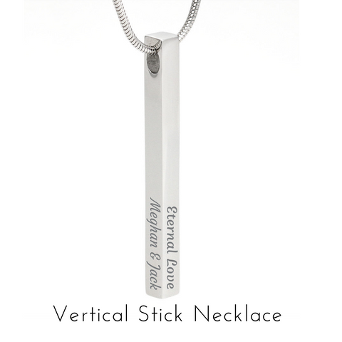 Remembrance Silver Stick Necklace | Custom Heart Design