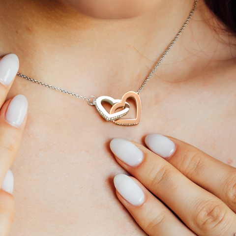 Interlocking Hearts Necklace for Daughter, Rose gold Heart Necklace for Daughter, Dainty Heart Necklace | Custom Heart Design