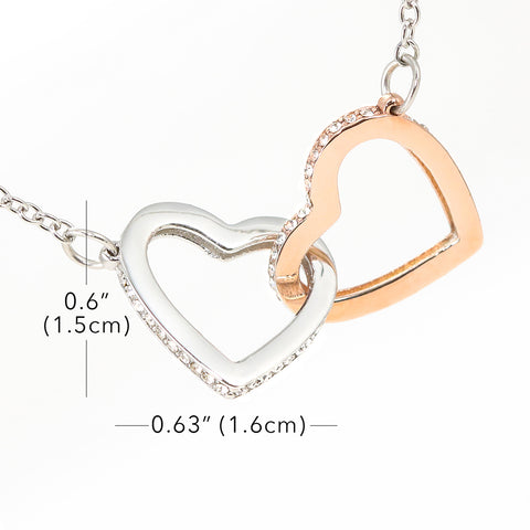 Interlocking Hearts Necklace, Rose Gold Heart Necklace with CZ gemstones, Heart Necklace for Daughter | Custom Heart Design