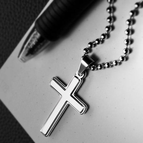Silver Cross Necklace with Ball Chain | Custom Heart Design