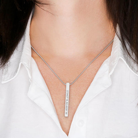 Coordinates Vertical Stick Necklace | Custom Heart Design