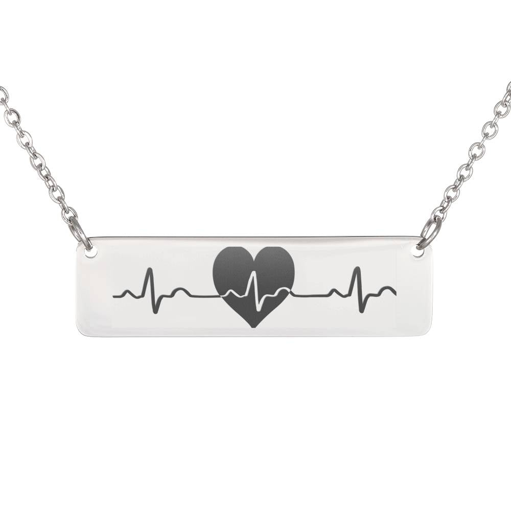 Horizontal Bar Necklace with Heartbeat