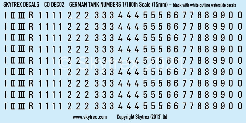 German Tank Numbers - Black (15mm) *NEW* - Skytrex product image