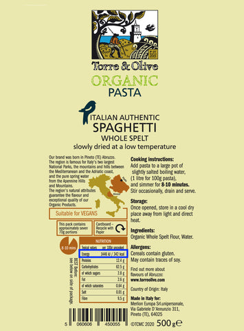 Organic Italian Pasta Spelt Torre & Olive