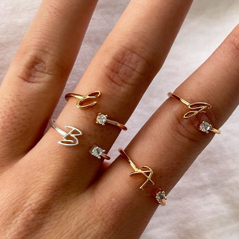 Monogrammed gold friendship rings