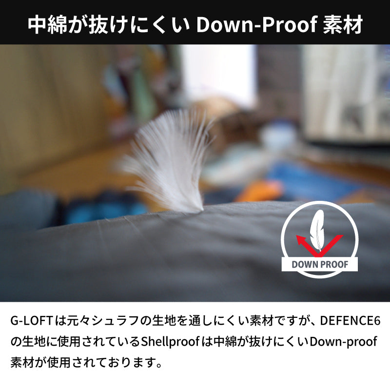 中綿が抜けにくい、Down-Proof素材