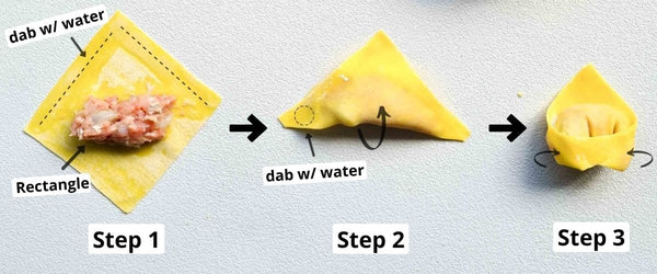 diagram of how to fold a wonton