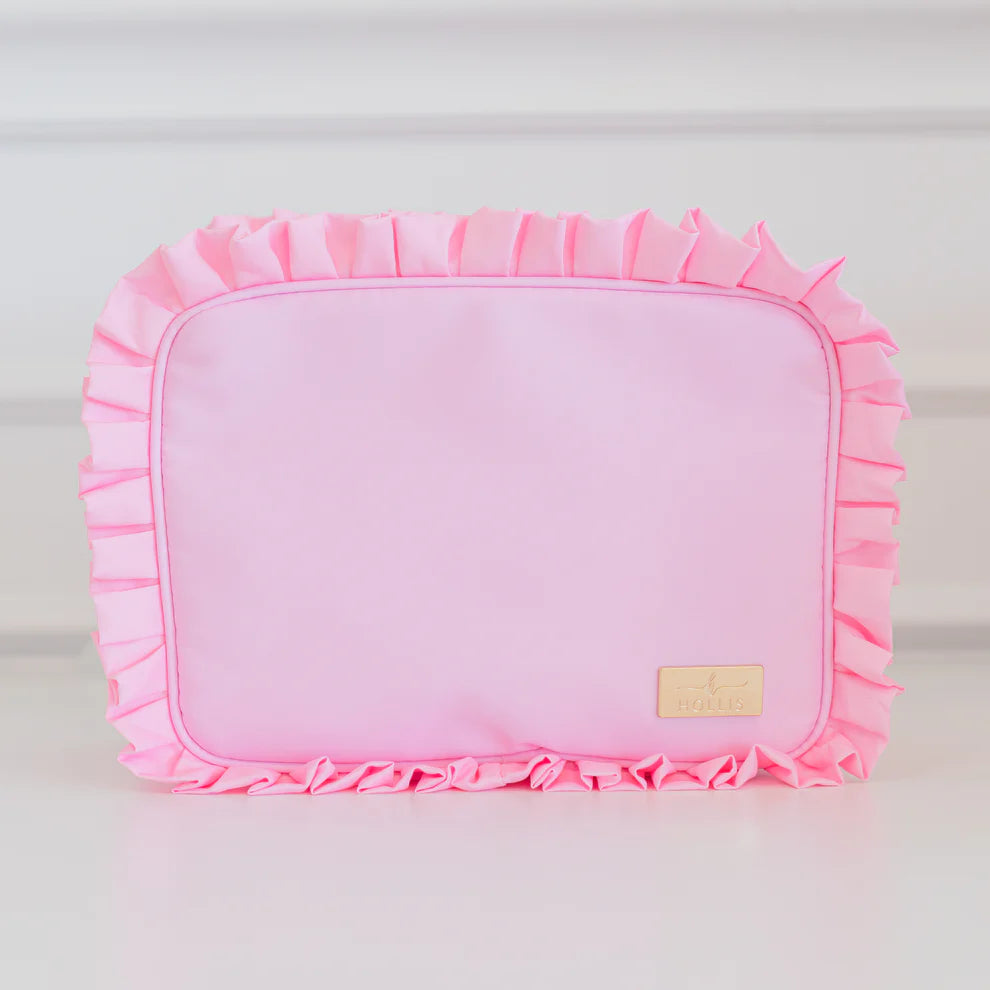 Ruffled Nylon XL Pouch - Pink