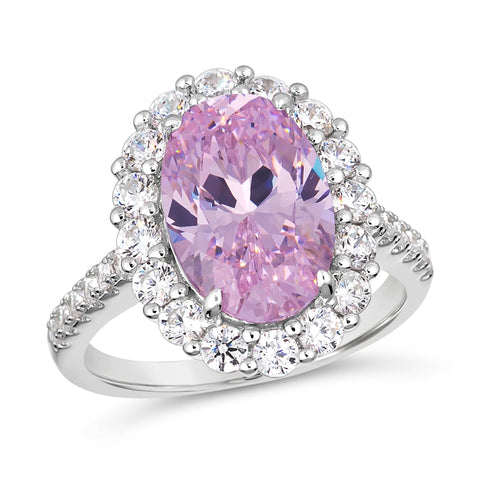 Scalloped Halo Pink Ring – Karina Ariana