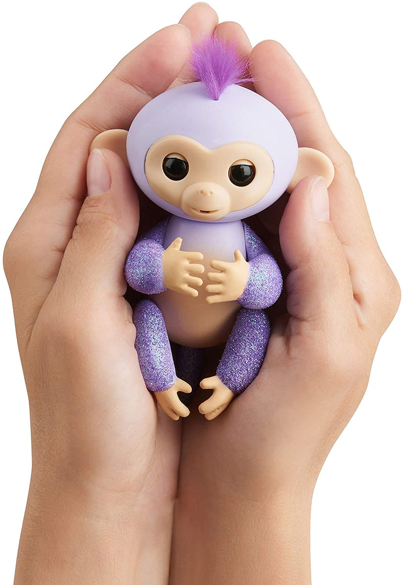 Fingerlings Glitter Monkey - Kiki (Purple Glitter) - Interactive Baby Pet - By WowWee