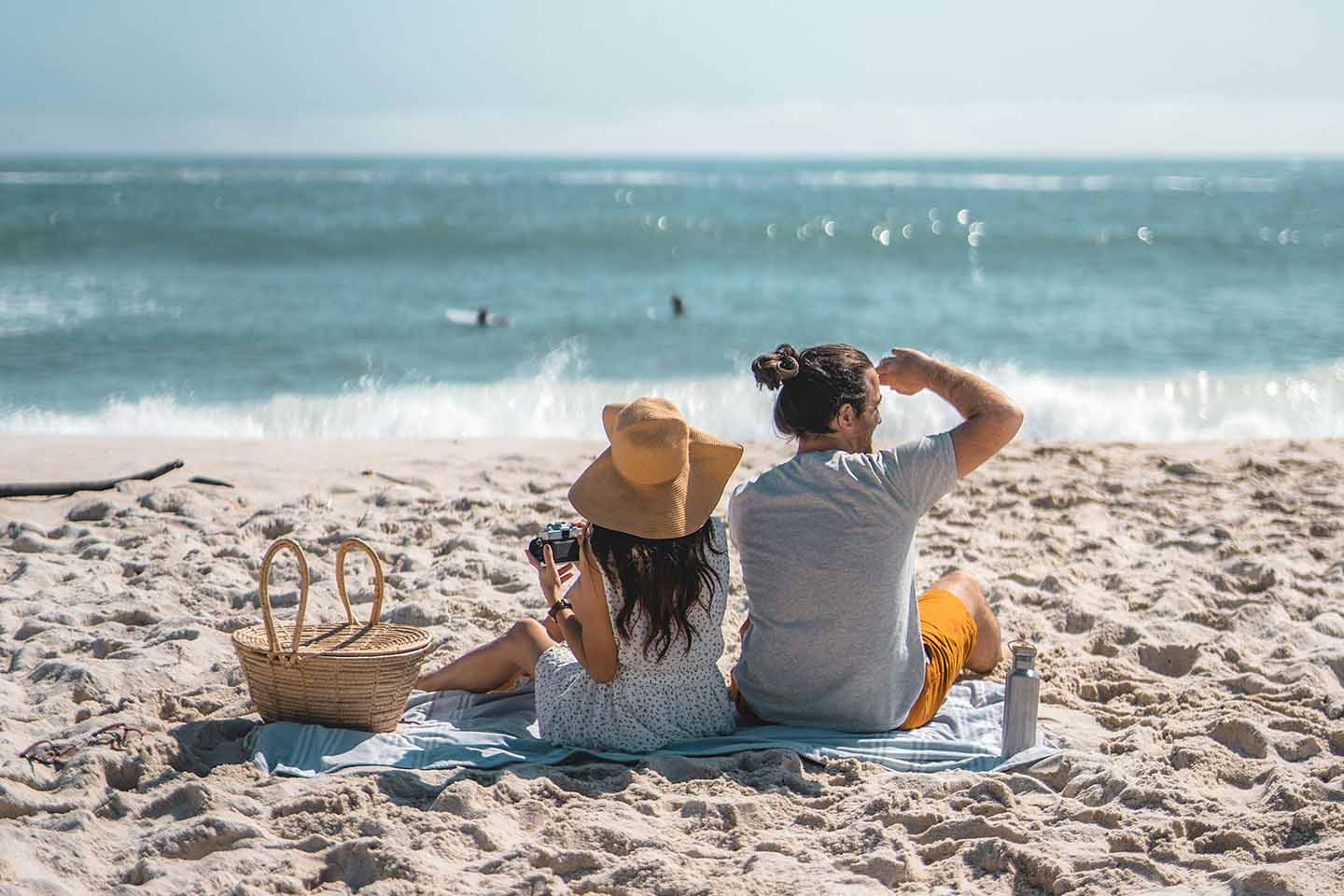 Couple relaxing on the beach