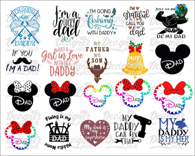 Fathers Day Svg Bundle Dad Daddy Dxf Png Eps Jpg Print Files Cut Cricut Silhouette Digital Download