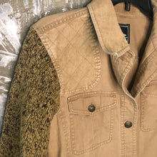 Load image into Gallery viewer, khaki safari sweater sleeved denim jacket
