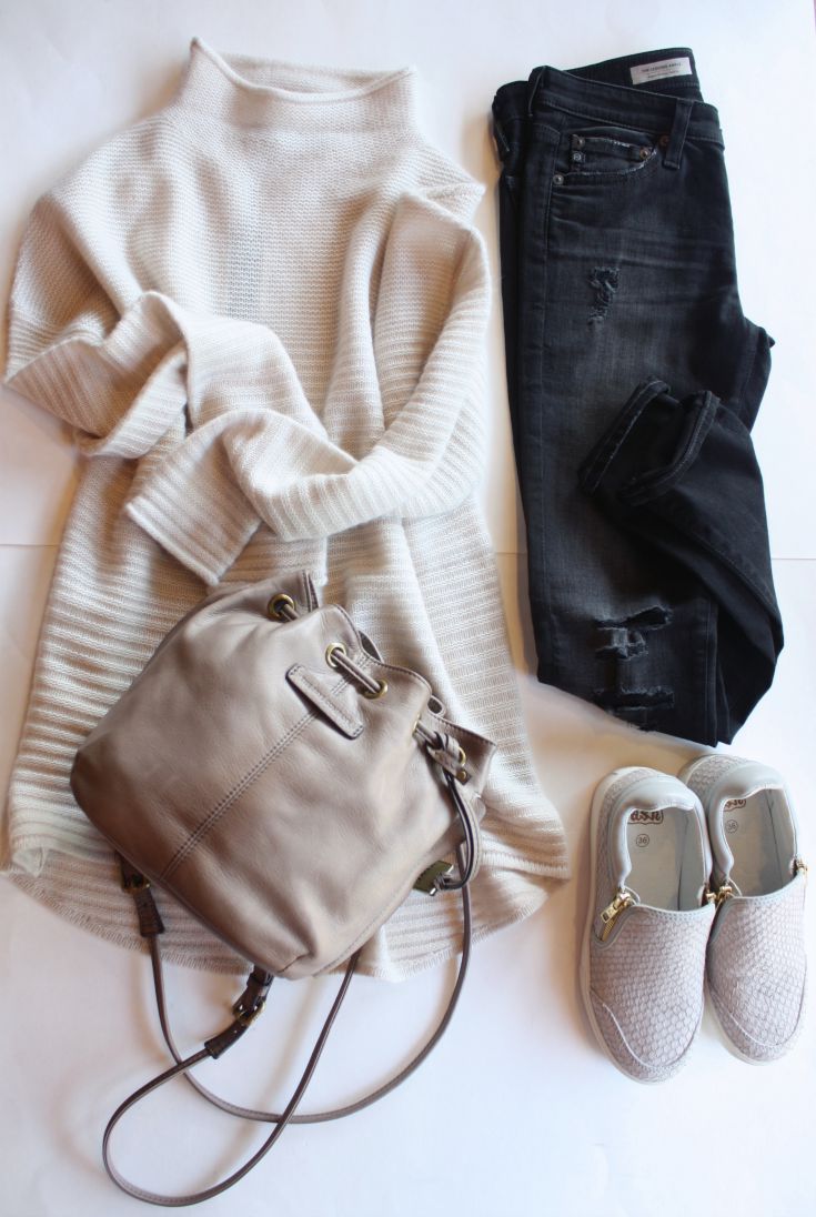 360 Sweater cream turtleneck cashmere outfit